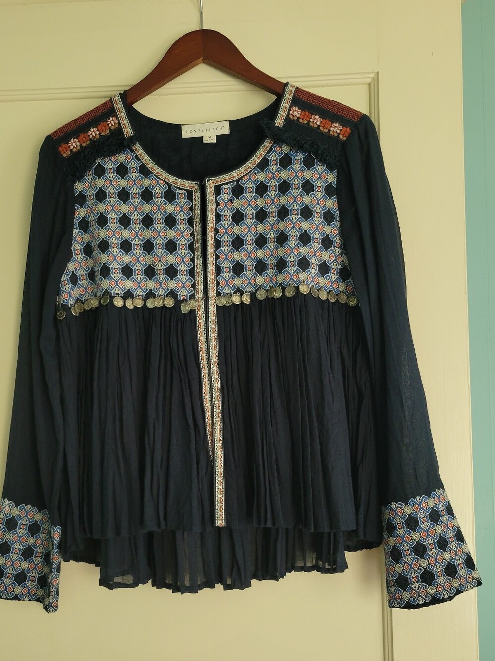 Boho Navy Blue Coin Blouse By Love Stitch